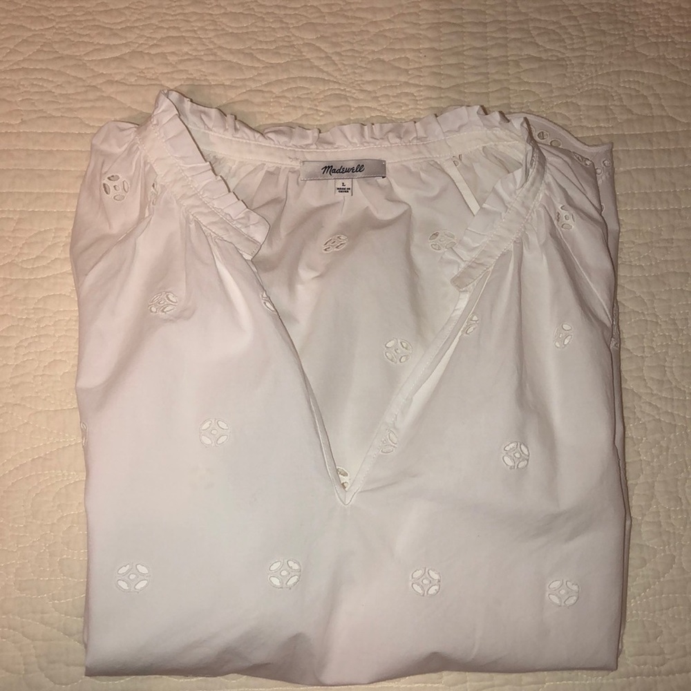 Madewell - Eyelet Popover Blouse - Size L
